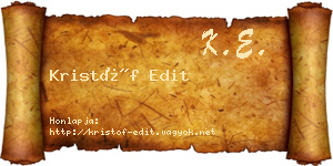 Kristóf Edit névjegykártya
